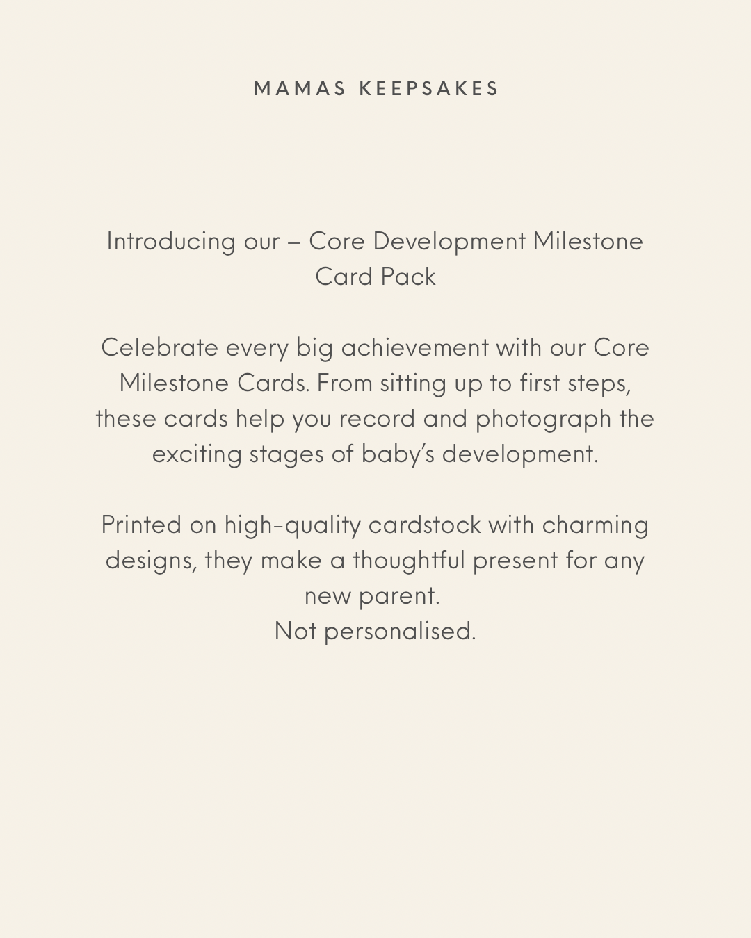 Core Development Milestone Cards