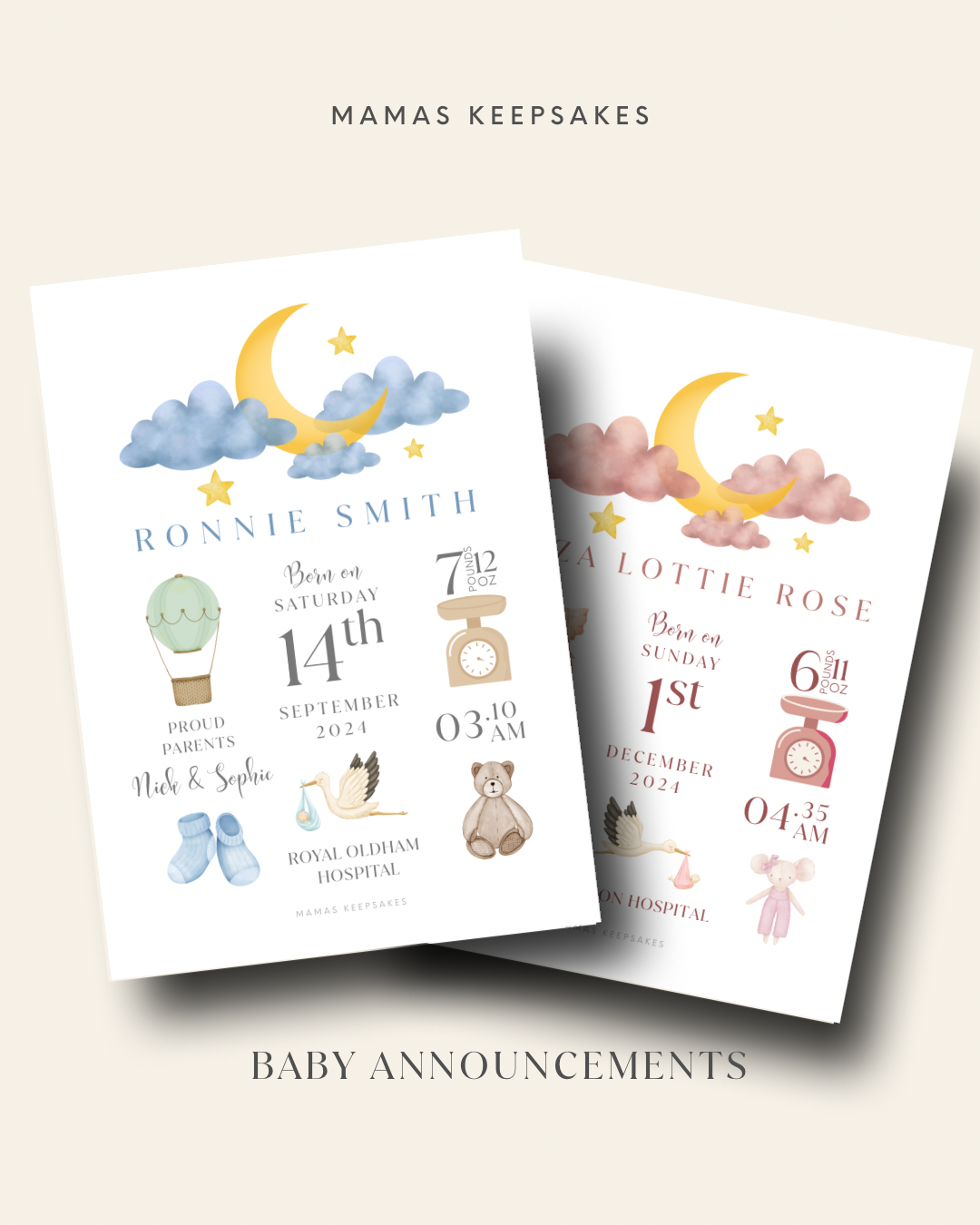 New Baby Personalised A4 Print